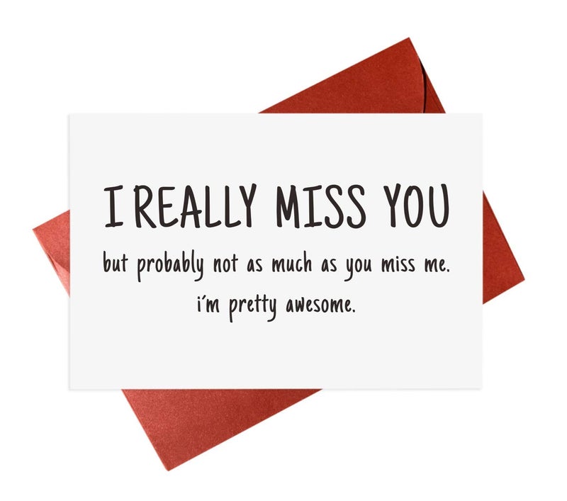 Gonzey Funny I Miss You Card، أفتقدك حقًا بطاقات له أو لها - Image 1